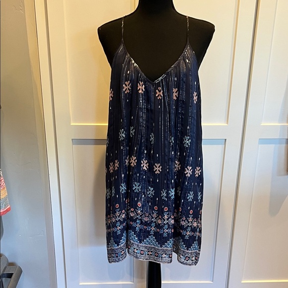 Joie 97% SILK Navy and Pink Patterned Mini Dress - Picture 1 of 8
